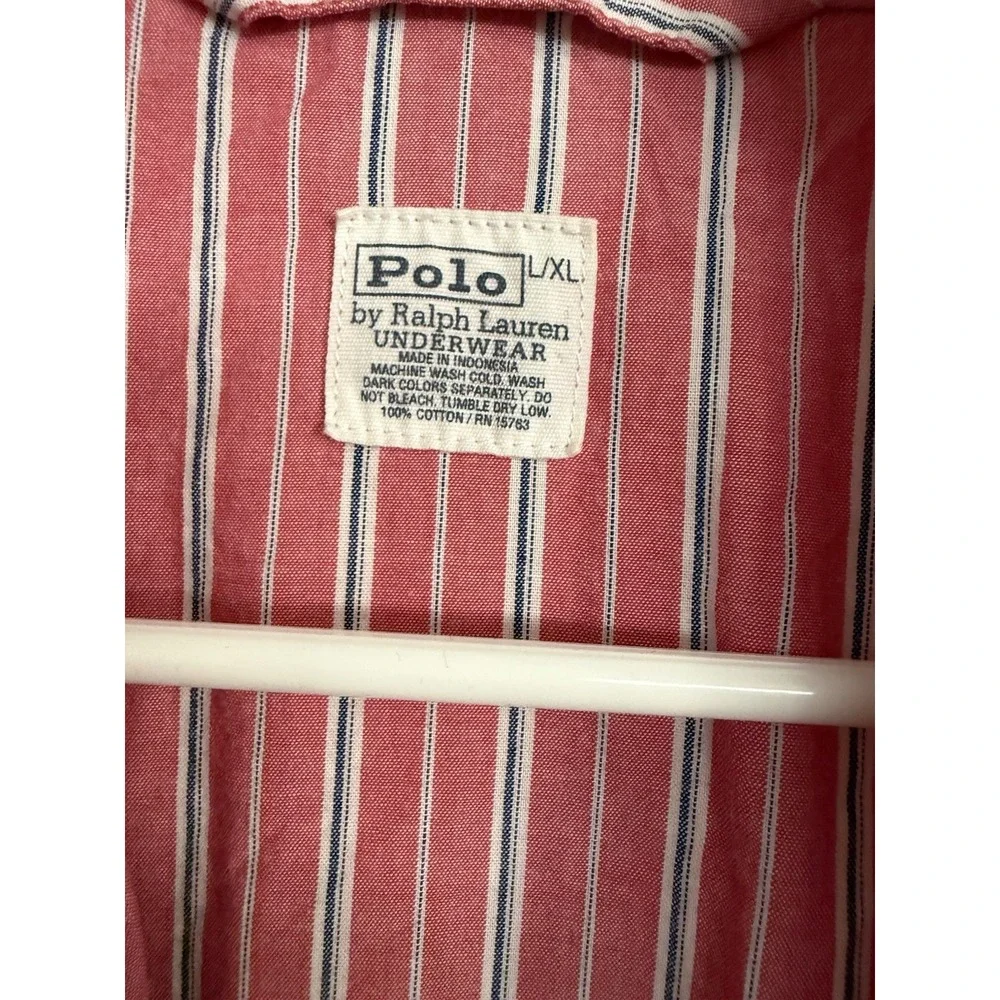 Polo Ralph Lauren Vintage Mens 100% Cotton Striped Robe Red L/XL